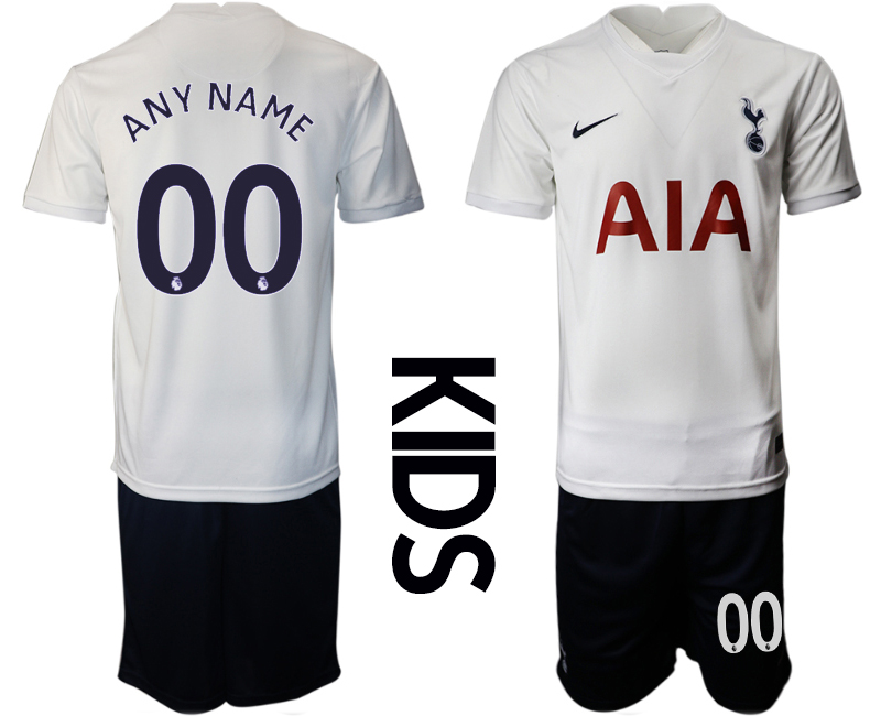 Youth 2021-2022 Club Tottenham home white customized Nike Soccer Jersey->youth soccer jersey->Youth Jersey